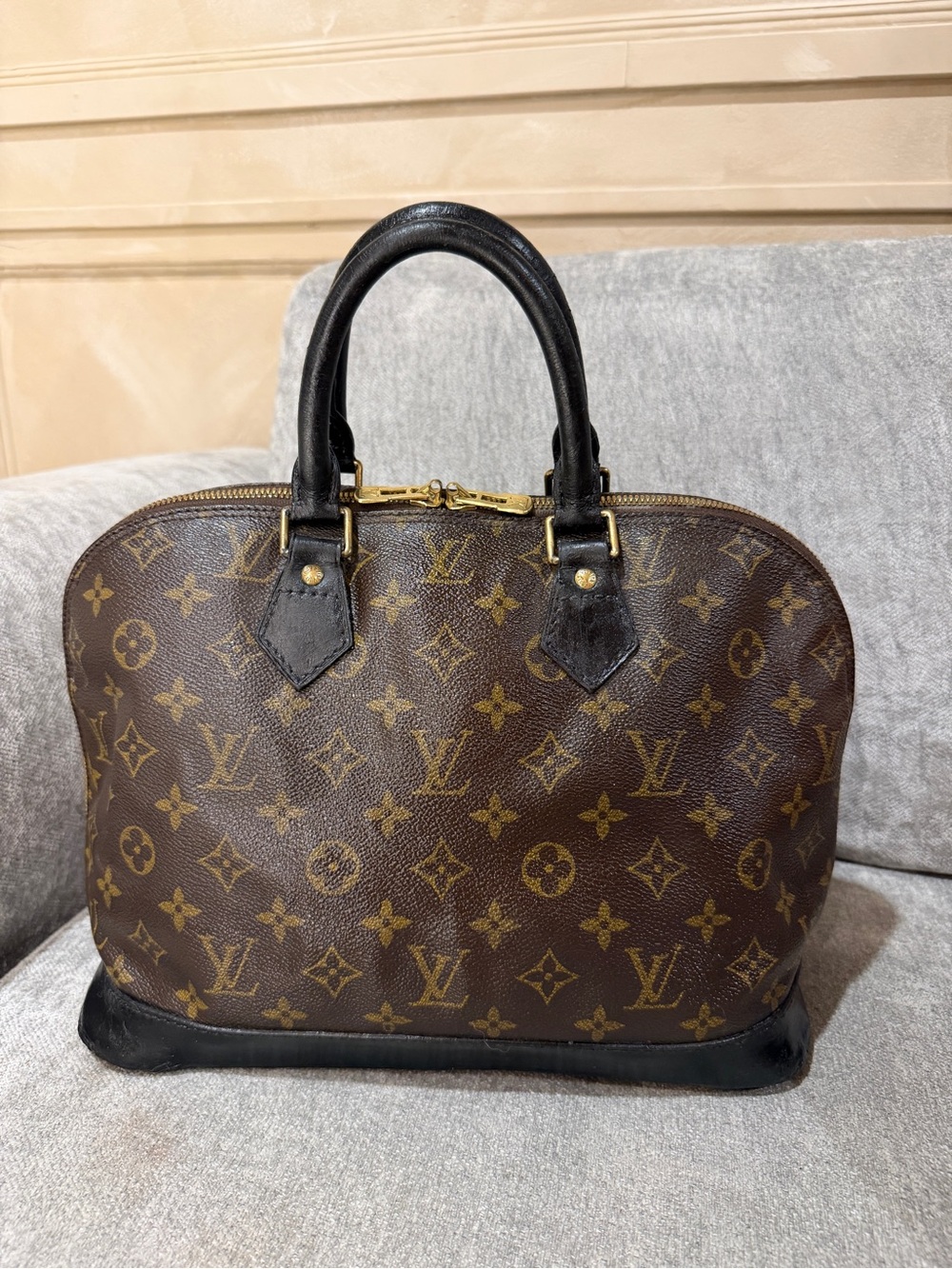 Louis Vuitton Monogram Alma Handbag in Brown and Black